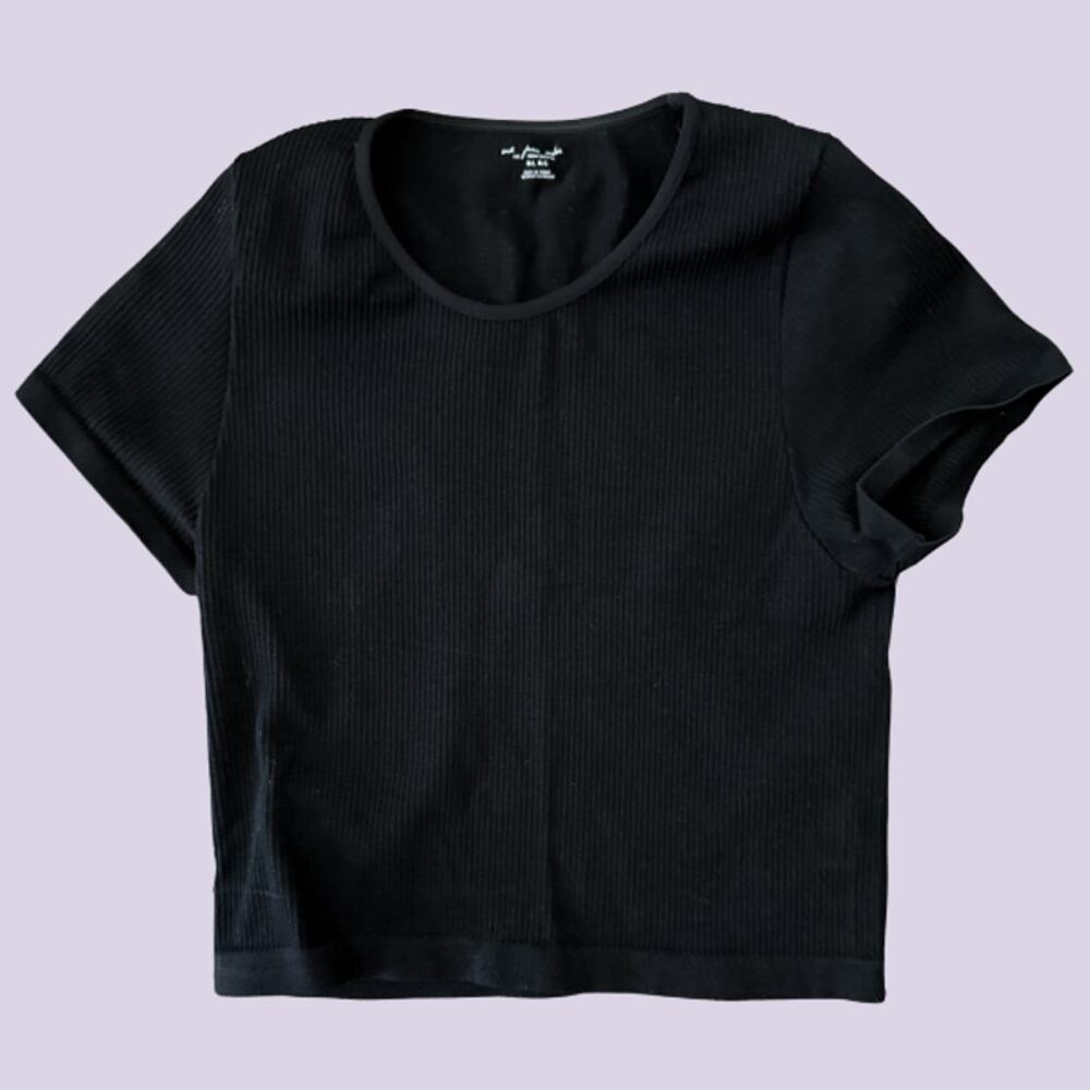 Urban Outfitters Out From Under Black Ribbed Crop Tee Short Sleeve M/L
